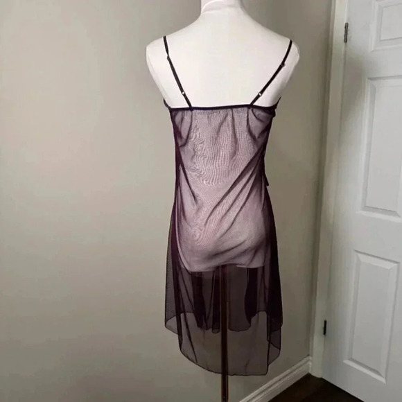 Vintage Women Black Floral Sheer Mesh Baby Doll Slip Lingerie M/L dark Fairycore - Picture 5 of 6